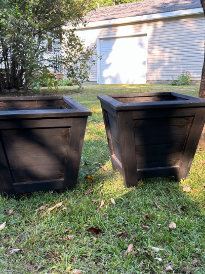 two stained flower pots