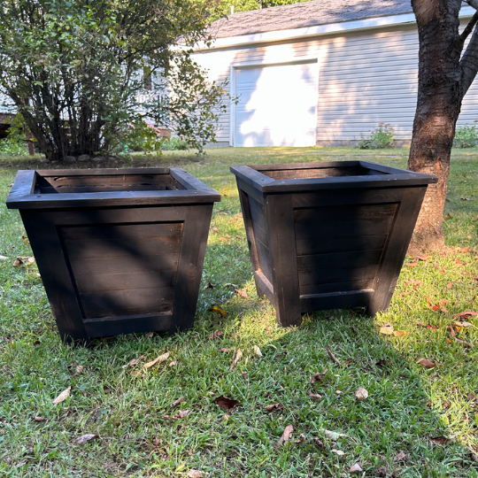 two stained flower pots